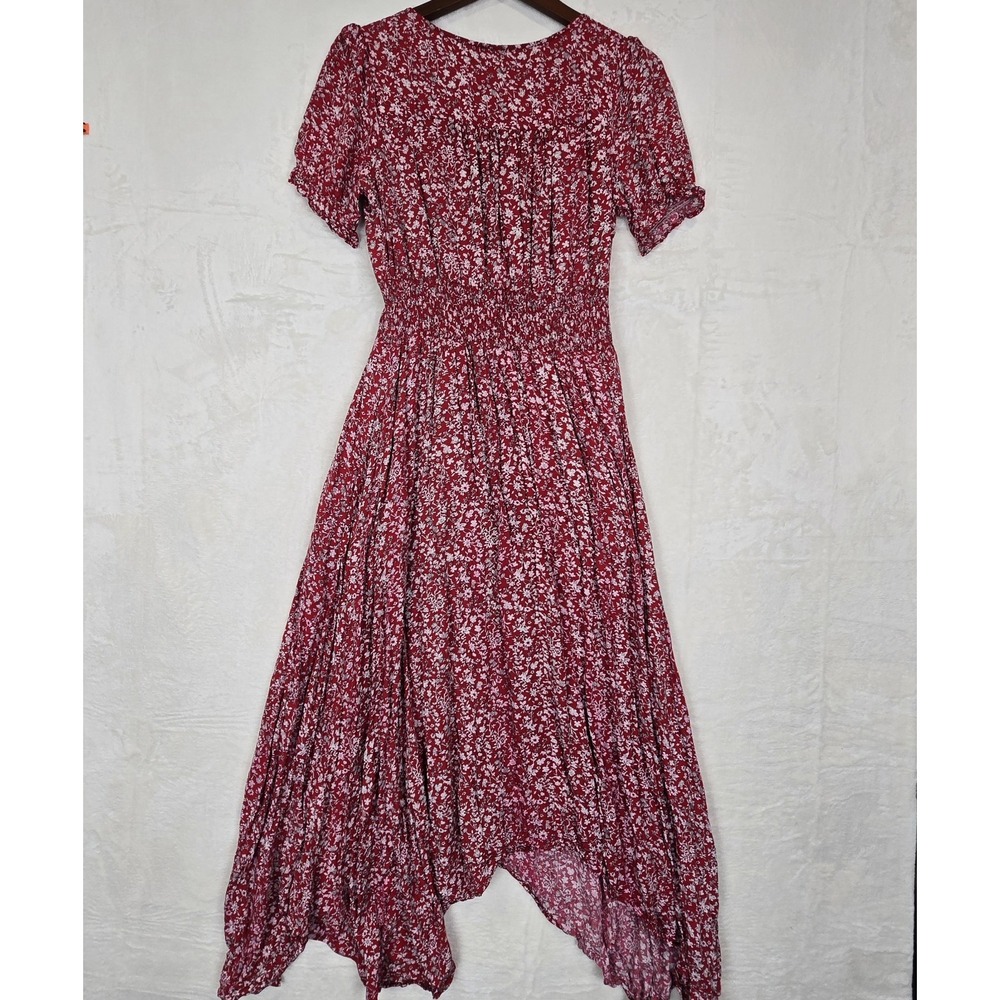 Hayden Los Angeles Floral Ruched Waist Maxi Dress Asymmetrical‎ Hem Size Medium - Picture 3 of 11